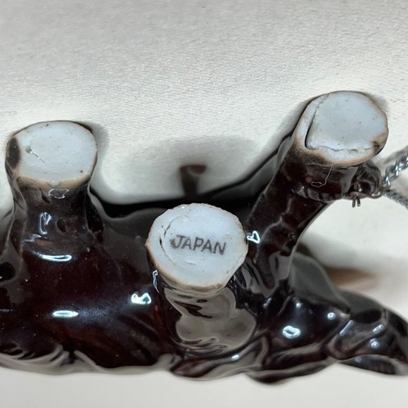 Vintage Brown Ceramic Elephant with Two Babies Chained - Picture 7 of 7